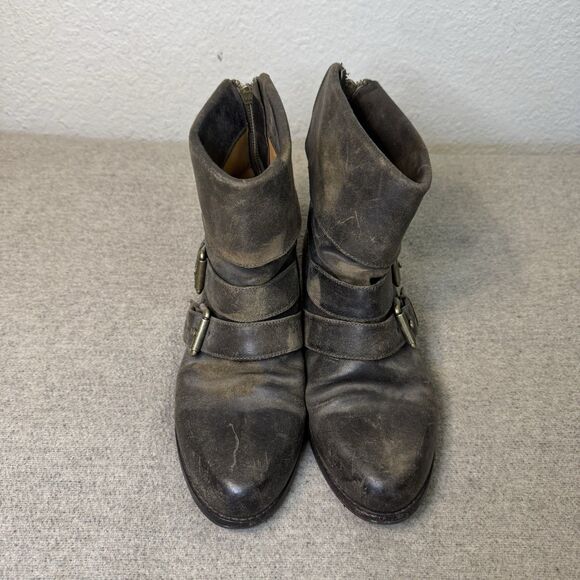 Kors Michael Kors Boots 9 Women Brown Leather Moto Buckle Distressed Y2K Boho - Picture 3 of 9